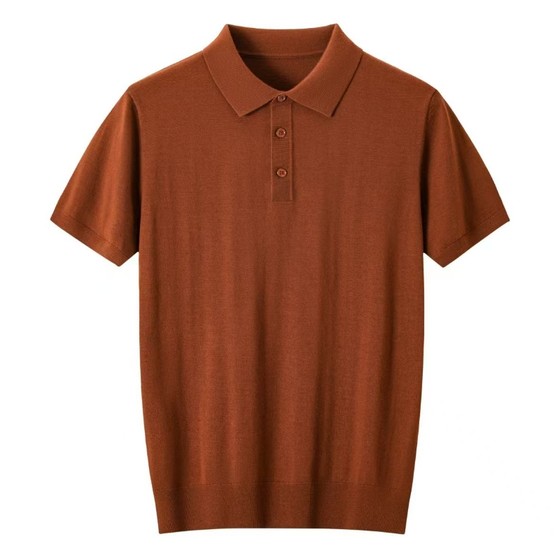 Huang Rong Shijia Men's 100% Wormlined Wool Sweater Short Sleeve Versatile Classic POLO Business Casual Knitted Base Shirt Huang Rong Shijia Men's 100% Wormlined Wool Sweater Short Sleeve Versatile Classic POLO Business Casual Knitted Base Shirt