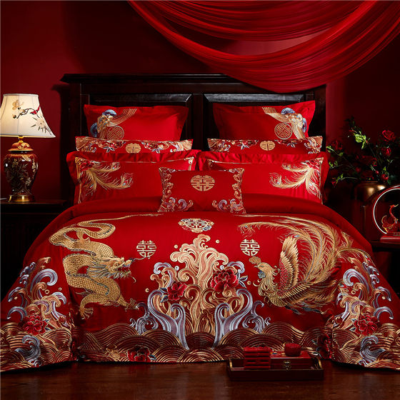 Wedding four-piece set c big red cotton 100 long velvet cotton embroidery dragon and phoenix wedding room wedding festive quilt bedding
Wedding four-piece set c big red cotton 100 long velvet cotton embroidery dragon and phoenix wedding room wedding festive quilt bedding