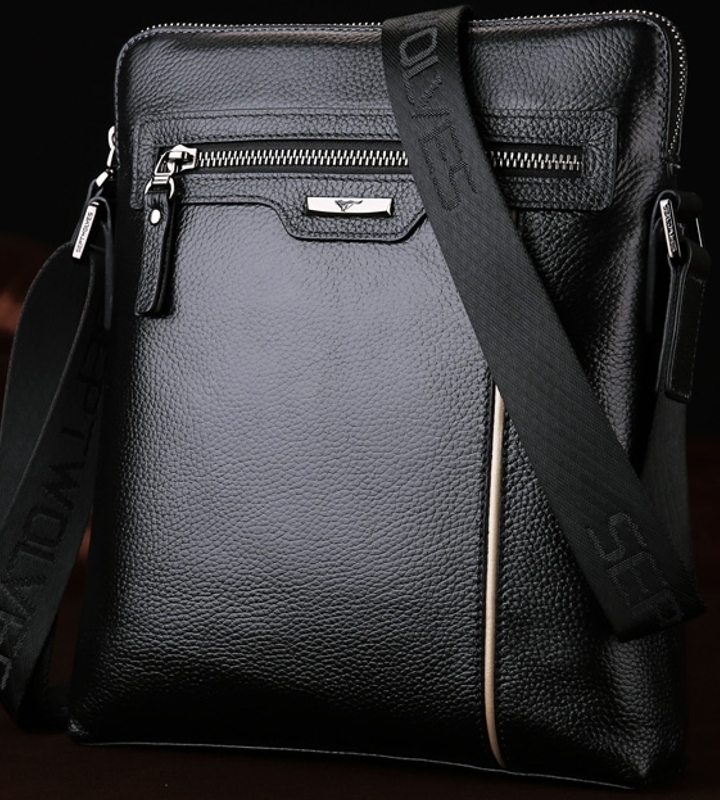 七匹狼 男士真皮单肩斜挎包