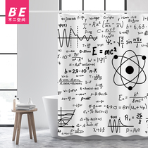 Mathematical Formula Bathroom Bath Curtain Waterproof Folk Sleeping Apartment Toilet Bath Sheltering Curtain University Dormitory Partition Hanging Curtain