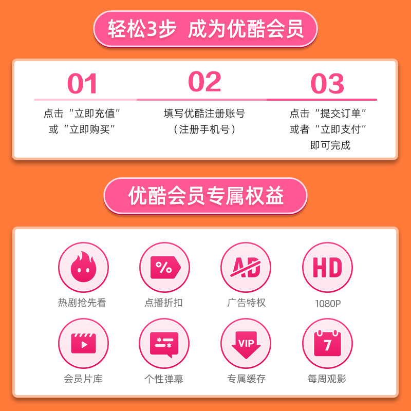 【下单立享4.6折】优酷会员VIP年卡12个月视频会员