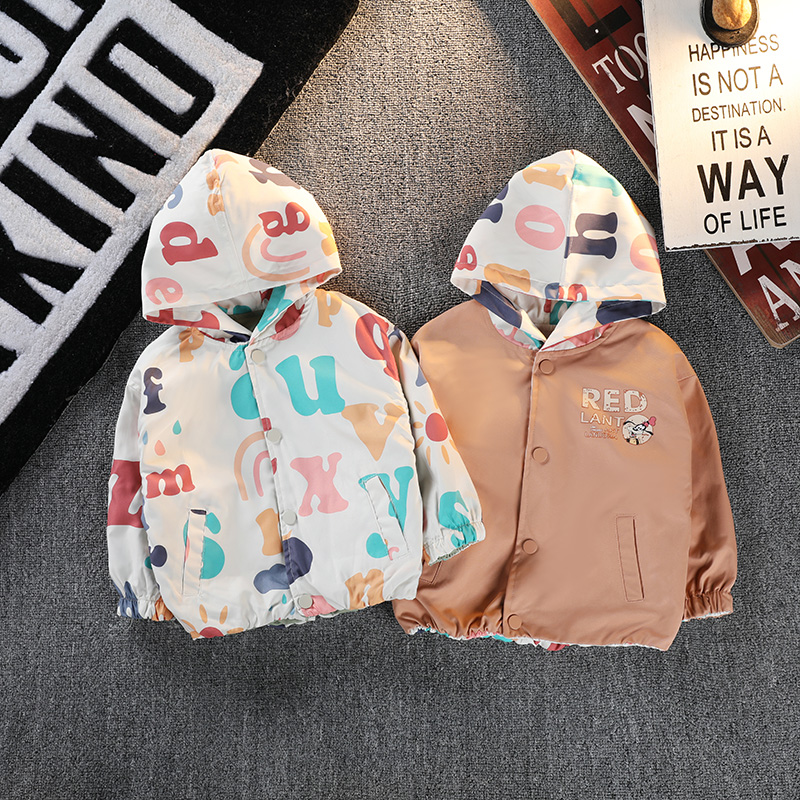 Boys ' jackets 2021 Spring and Autumn new spring and Autumn clothes wear children's jackets on both sides of the boy windbreaker Western style tide