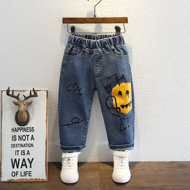 Children's clothing boys jeans spring and autumn 2021 new baby spring pants cute Korean version of children's pants tide pants