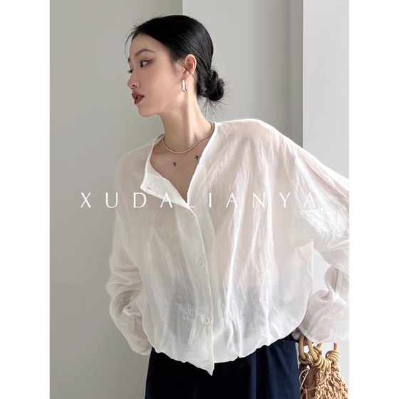 Cotton and linen light and breathable sun protection 80 ramie 20 cotton shirt for women in summer loose long-sleeved French short top
Cotton and linen light and breathable sun protection 80 ramie 20 cotton shirt for women in summer loose long-sleeved French short top