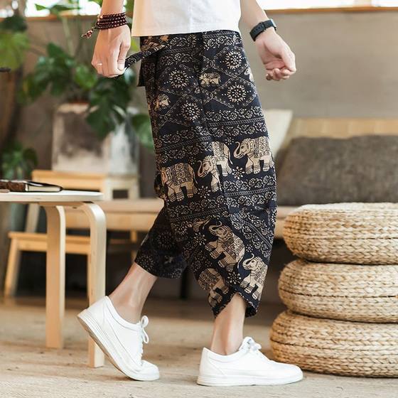 Carrot pants, plus size linen captcha pants, men's summer shorts, men's loose Chinese style lantern pants, men's men's Hanlun pants Carrot pants, plus size linen captcha pants, men's summer shorts, men's loose Chinese style lantern pants, men's men's Hanlun pants