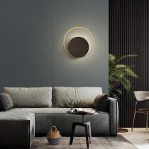 Nordic all-copper wall lamp creative personality living room black wall lamp modern simple round aisle bedroom bedside lamp