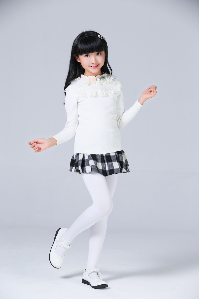 女童舞蹈袜儿童踩脚裤秋冬款加厚加绒白色宝宝连裤袜子女打底裤袜_折2