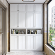 Solid wood wall cabinet Wall cabinet Bedroom wall-mounted large storage wardrobe Balcony waterproof sunscreen wall-mounted cabinet Bathroom top cabinet