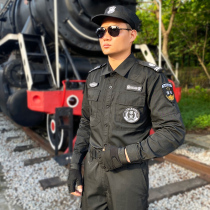 Security overalls suit men's spring and autumn long sleeve shirt pants property guard uniform summer thin new training clothing