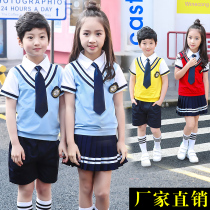 Summer kindergarten Garden clothes pure cotton blue sports suits second and third grade childrens school uniforms primary school uniforms summer