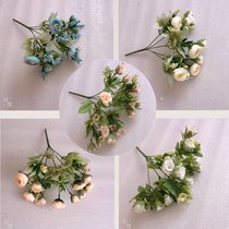 New high-end simulation flower silk flower fake flower set living room table vase European home decorations Rose