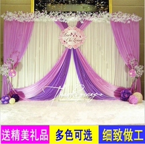 New wedding stage background cloth mantle wedding welcome area props arrangement photo area curtain decoration creative gauze veil
