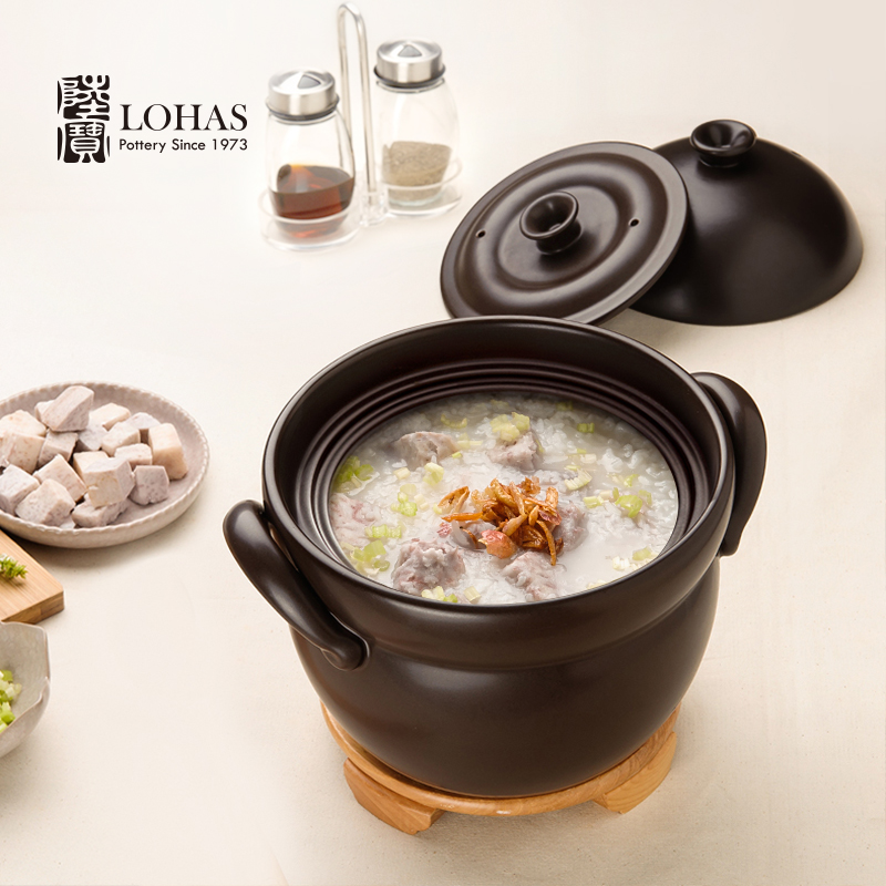 Taiwan lupao earthenware ocean wind double cover stewed soup pot, high - temperature healthy cooking porridge stew pot