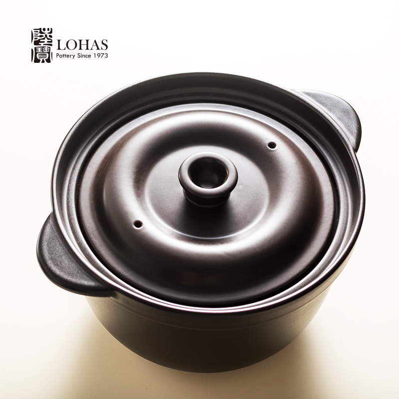 Lupao ocean wind lecai double cover earthenware color kitchen high - temperature casserole stew pot soup pot is 2.8 L