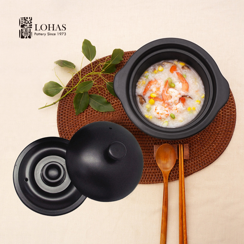 Double cover Taiwan lupao round ears ceramic soup stew sand earthenware household pot 3-6 people with a housewarming gift