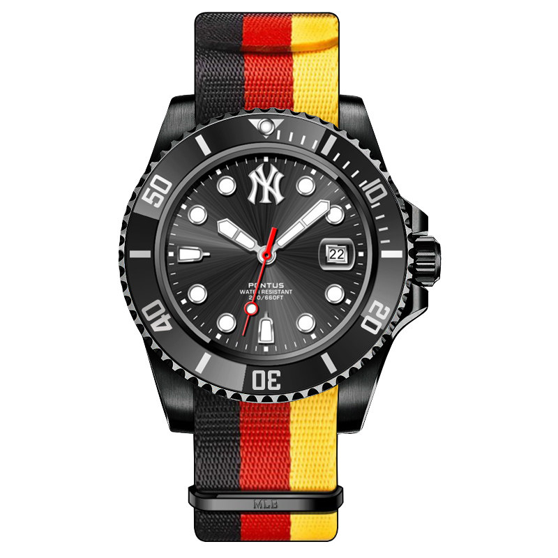 mlb潮牌正品手表男士全自动机械表夜光防水镂空男表绿水鬼潜水表