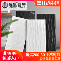 Far Crystal 300x600 black and white modern wave tile kitchen bathroom solid color wall tile blade Nordic tile