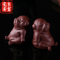 Porcelain Ye Liangcang) tea jewelry creative ornaments tea pet dog purple sand puppy can raise pure handmade tea ornaments
