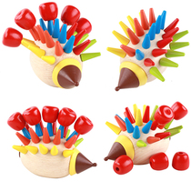 New colorful hedgehog assembly cartoon wooden toy baby assembly building block puzzle early education parent-child