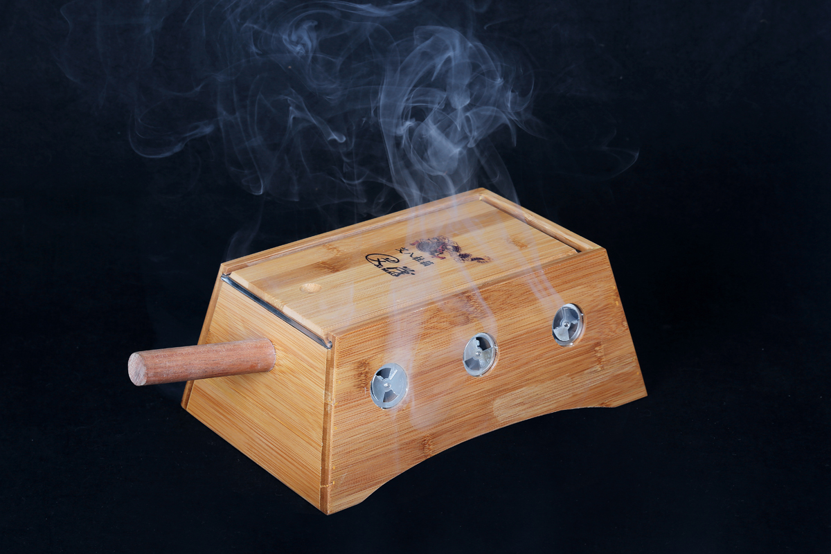 艾茂八柱艾灸盒竹制 家用腰腹背部妇科多孔新款可调温度仪器包邮