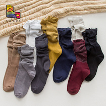 Pile up socks womens pure cotton Japanese ultra soft gold and silver wire thin model medium tube socks pure color Korean version of bright silk silver onion socks children