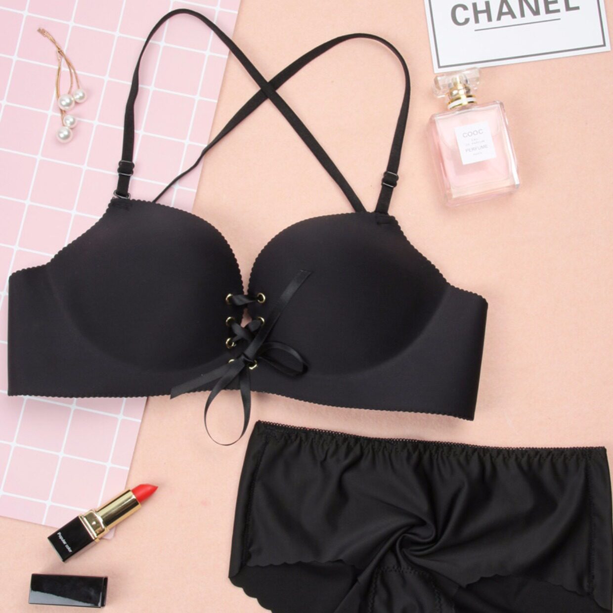 无痕无钢圈聚拢性感上托交叉肩带调整型文胸内衣女美背少女内衣夏