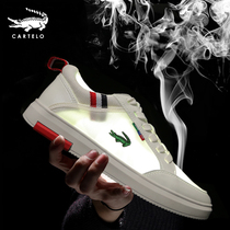 Crocodile mens shoes summer breathable thin shoes Mens trendy shoes sports shoes Korean version of the autumn wild casual white shoes
