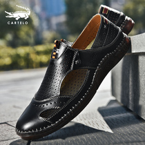 Cardile crocodile sandals mens 2021 new summer mens leather baotou soft bottom leather sandals cowhide beach shoes