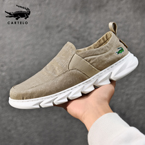 Crocodile low-top canvas shoes mens summer umbrella cloth odor-proof pedal casual shoes autumn breathable old Beijing cloth shoes