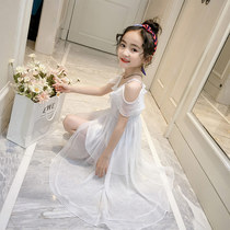 Girls summer dress 2021 New Princess trend summer dress foreign style children childrens middle-aged casual suspenders skirt