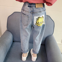 Girls jeans spring and autumn clothing 2021 New Korean version of the children Foreign style loose trousers children autumn pants tide