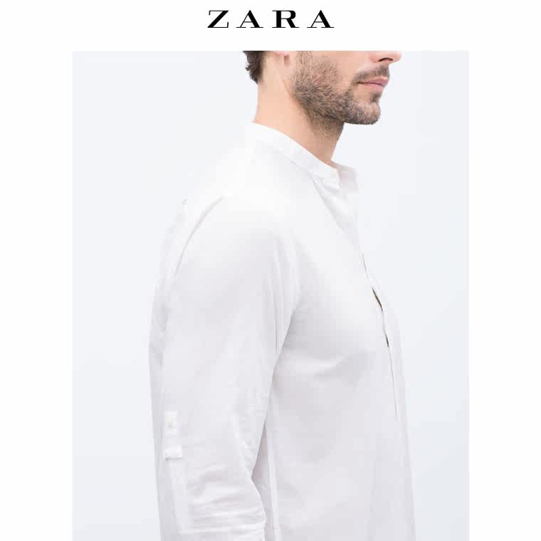 ZARA男装 隐藏纽扣饰素色衬衫 00072208250