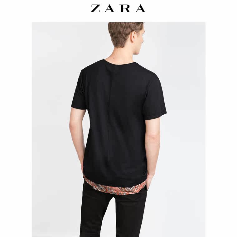 ZARA 男装 印花下摆 T 恤 01259307800