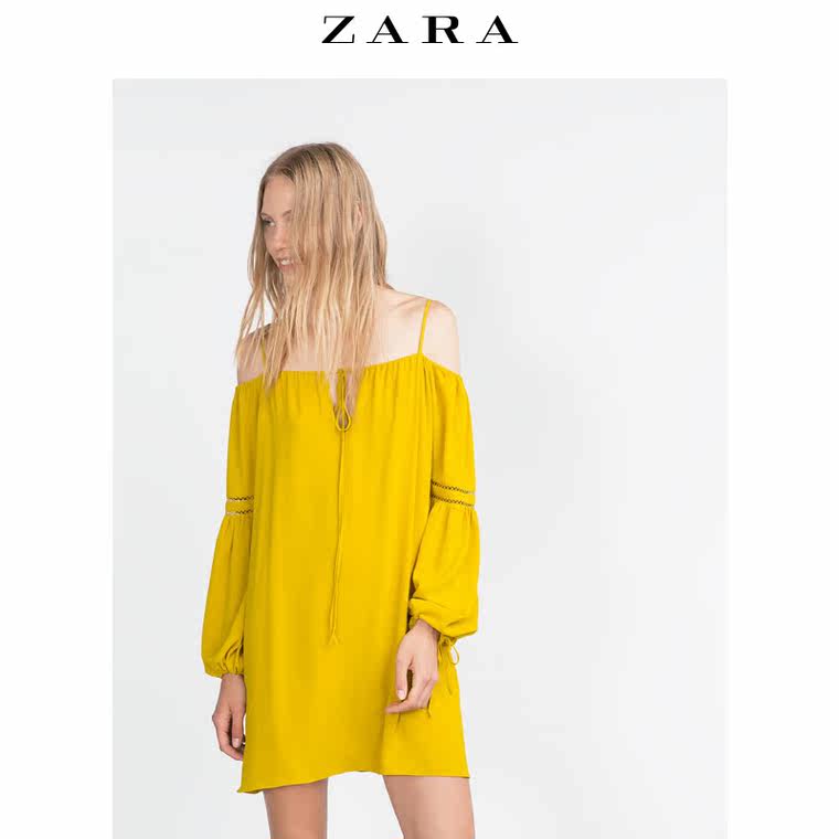 ZARA TRF 女装 一字领连身裙 04530255510