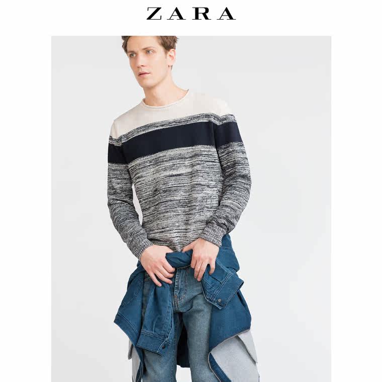 ZARA 男装 条纹拈丝针织衫 00693307401