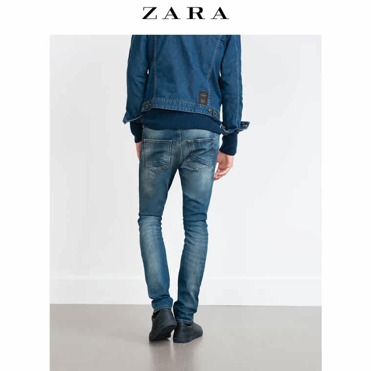 ZARA 男装 皮质小口袋装饰牛仔裤 00905302407