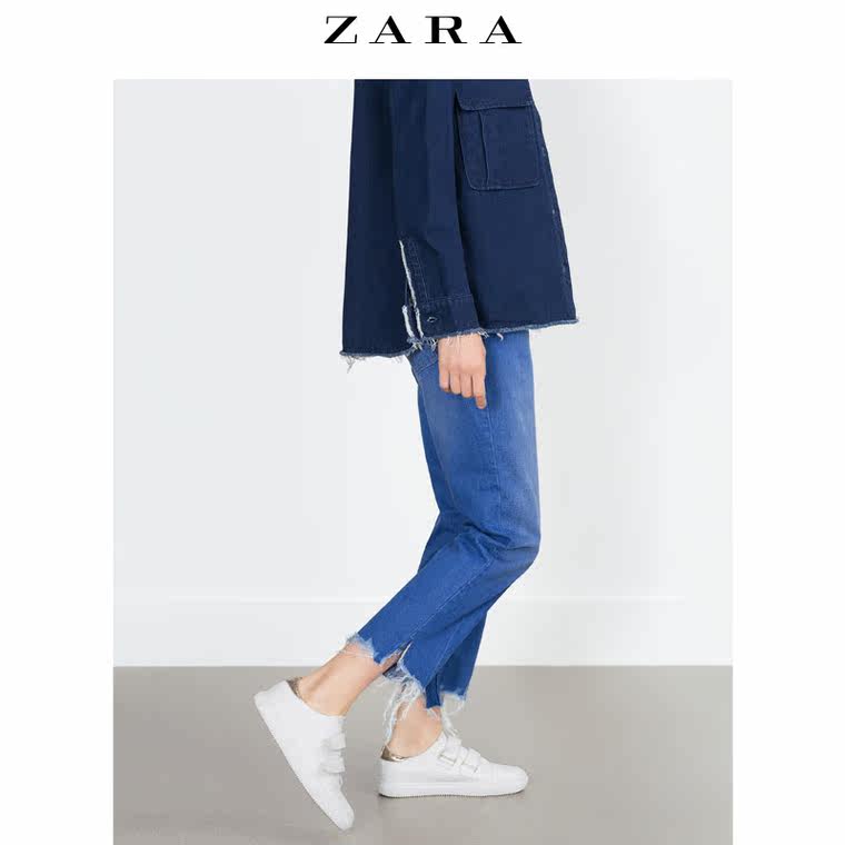 ZARA TRF 女装 不规则裤脚牛仔裤 06688223434