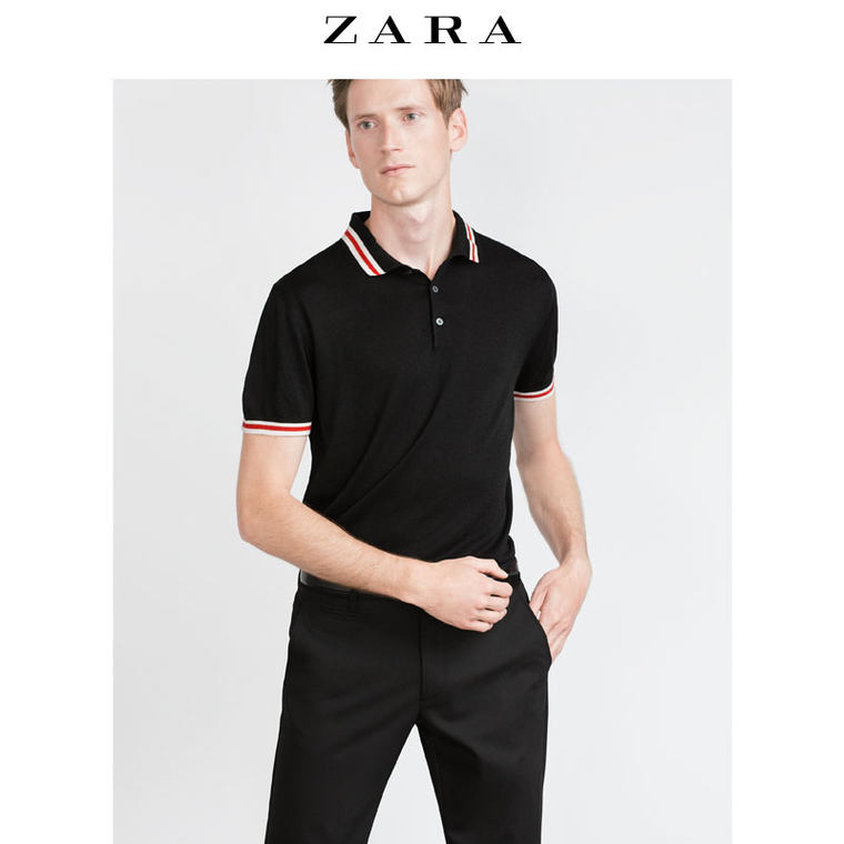 ZARA 男装 滚边马球衫 03991305800