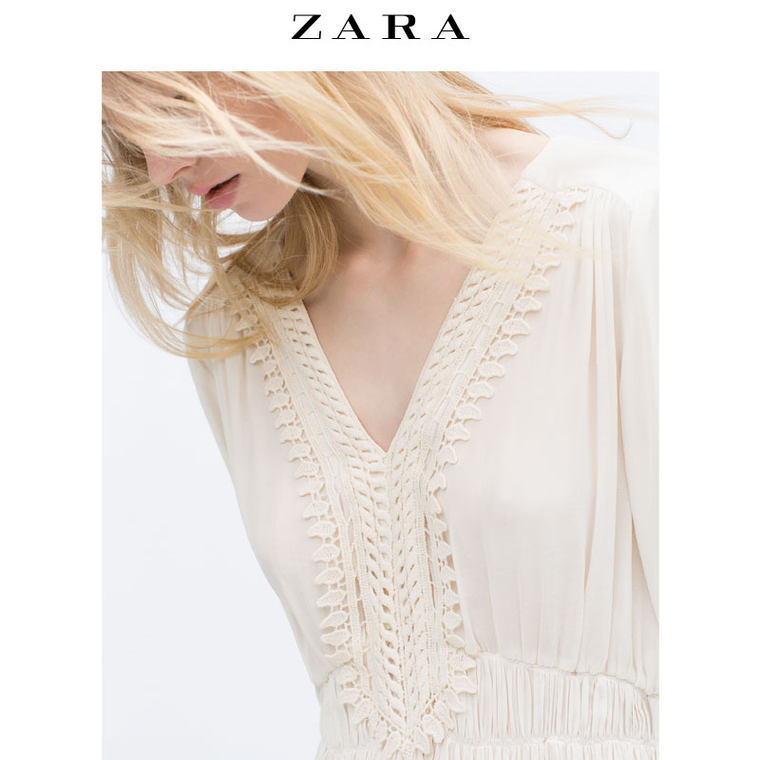 ZARA 女装 凸纹花边围兜前身衬衫 07515098712