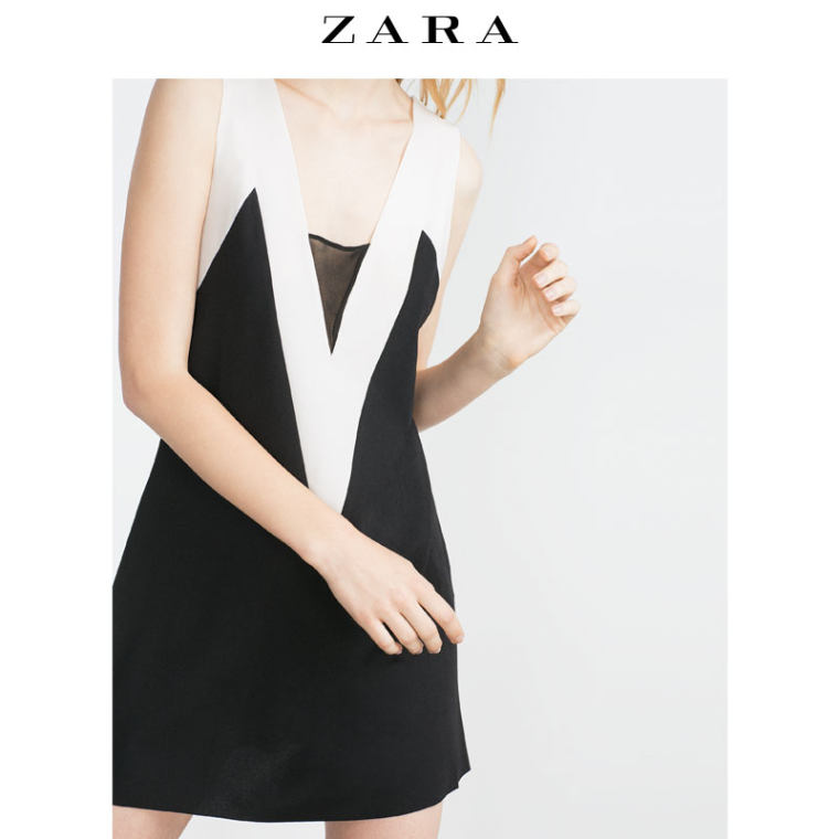 ZARA 女装 肩部拼接连身裙 05410229800