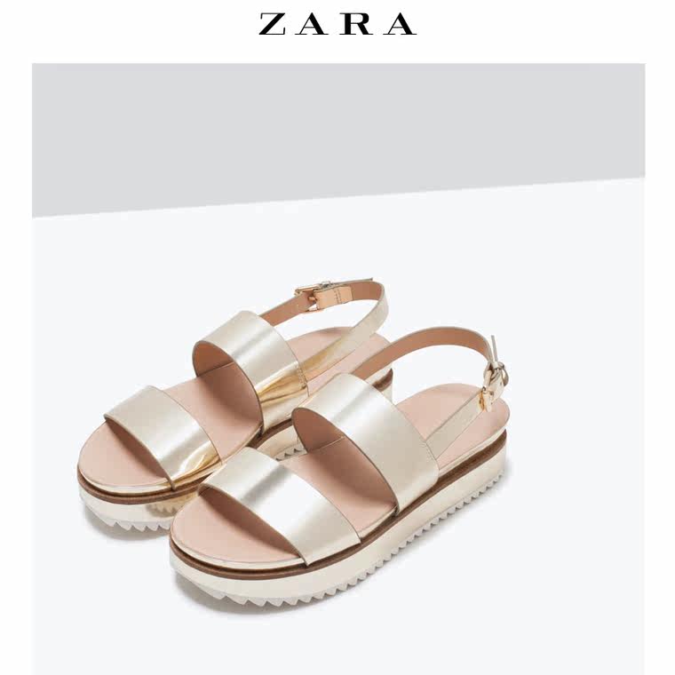 ZARA TRF 女鞋 亮光锯齿鞋底凉鞋 17504001091