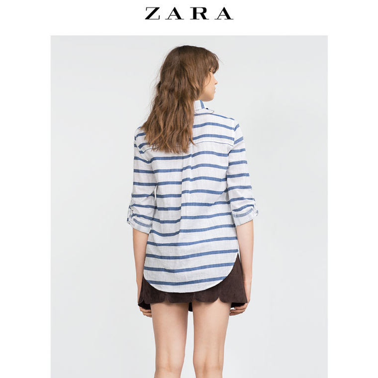 ZARA 女装 条纹衬衫 01821221080