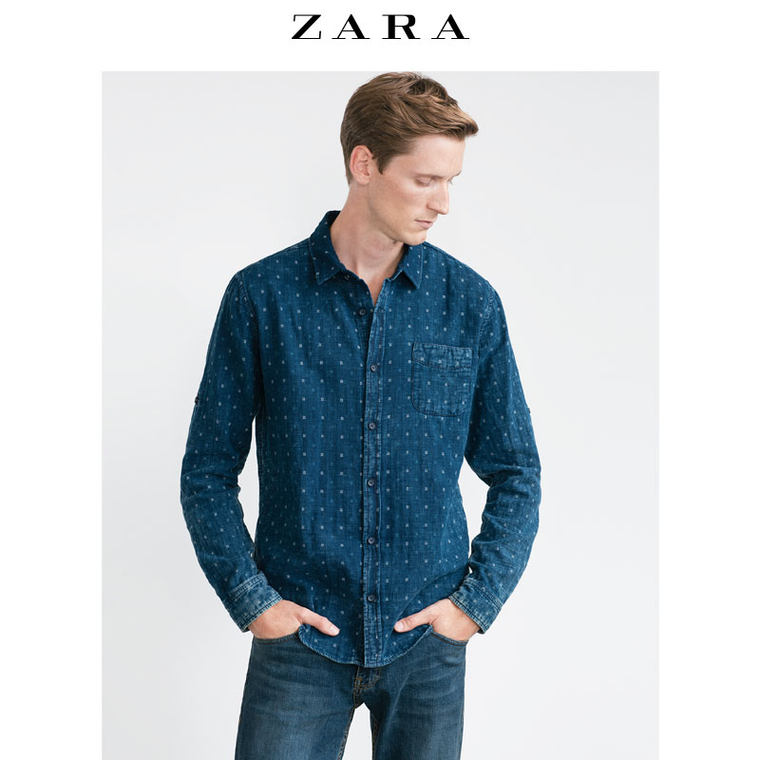 ZARA 男装 丹宁衬衫 06917401400