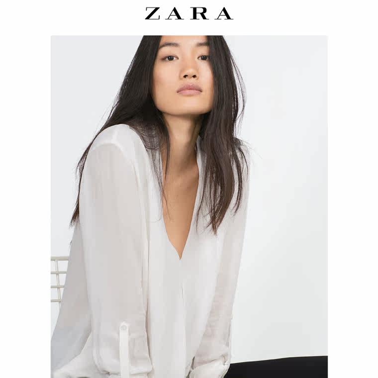 ZARA 女装 褶皱装饰印花罩衫 04043251251