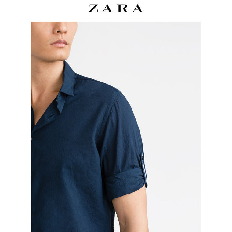 ZARA 男装 采用颈边和纽扣垂绊袖的衬衫 05752496401