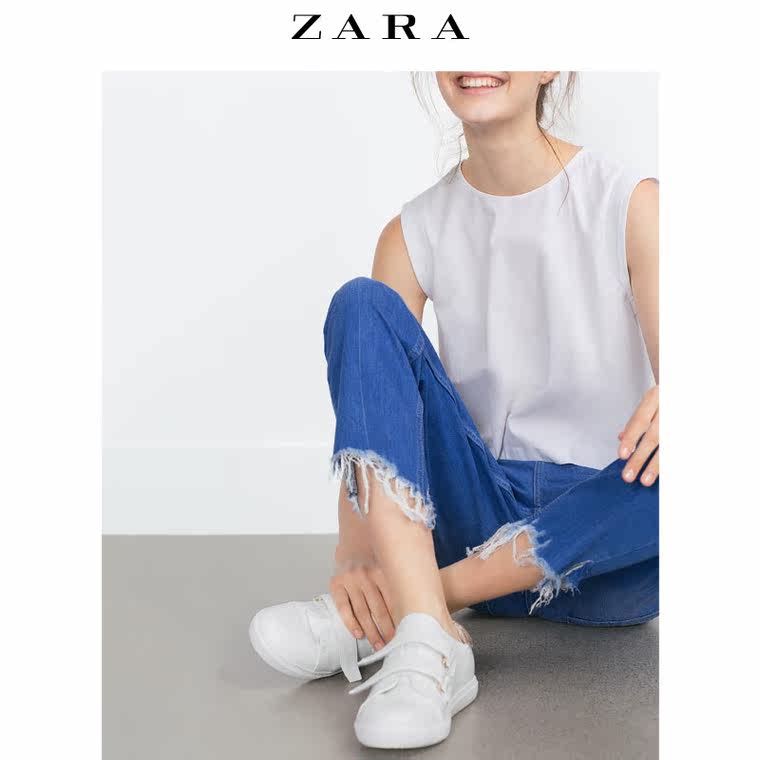 ZARA TRF 女装 不规则裤脚牛仔裤 06688223434