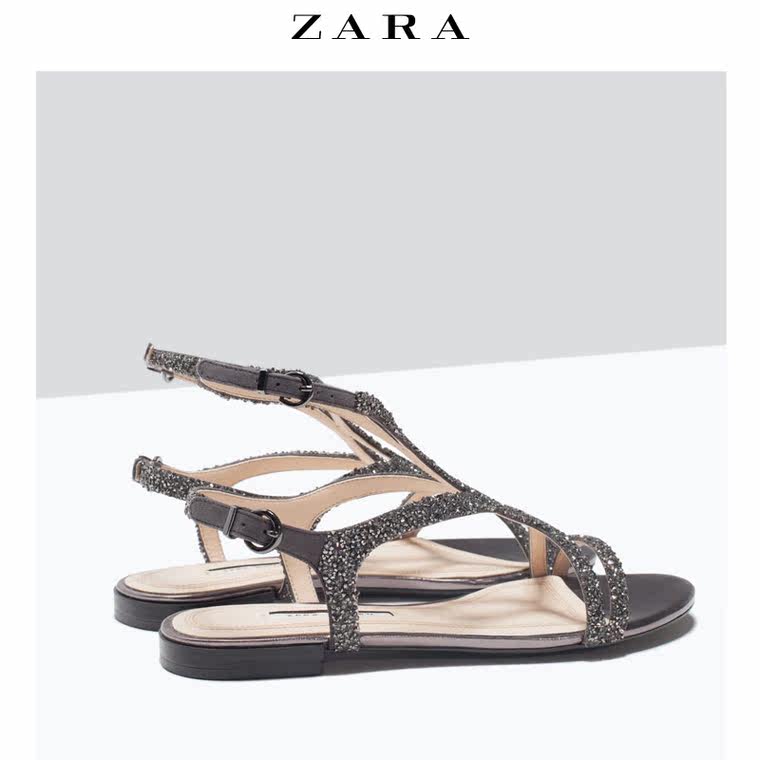 ZARA 女鞋 金属色交叉装饰果冻鞋  15580001040