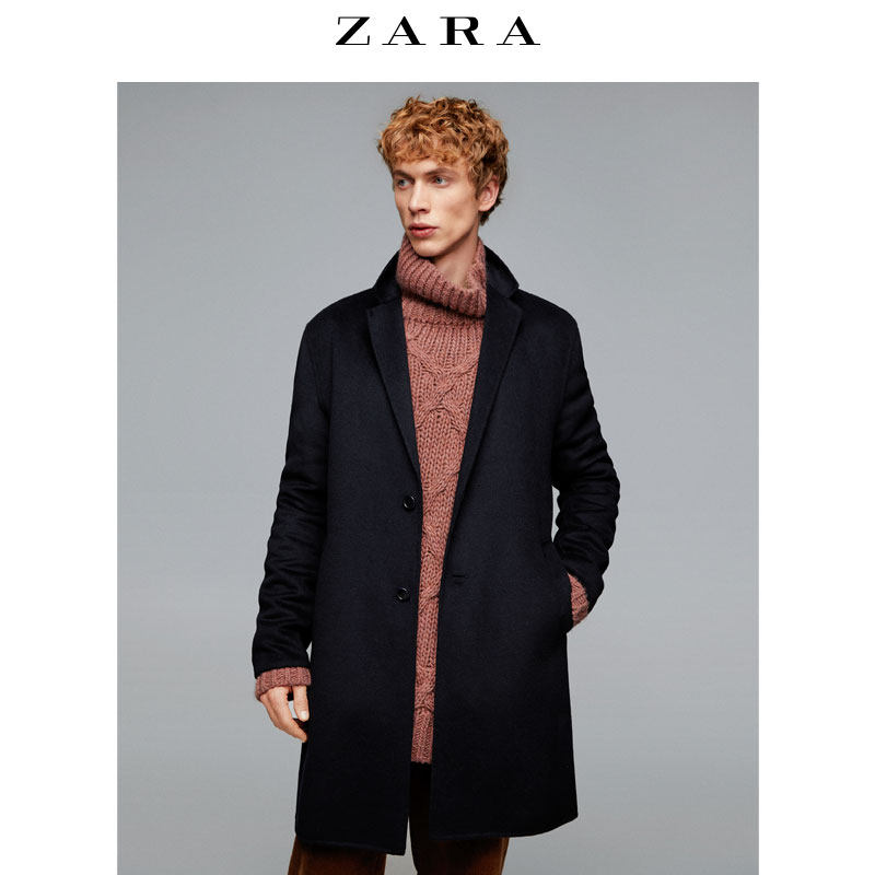 zara 新年系列 男装 简约单排扣中长款羊毛大衣 05854450401