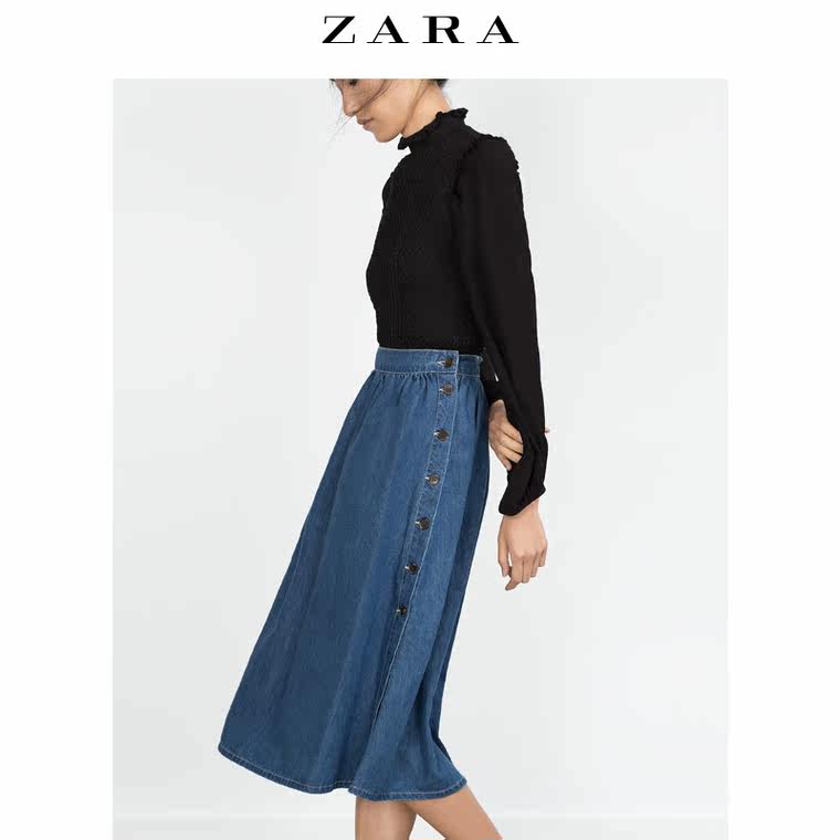 ZARA 女装 垂性牛仔裙 05862153405