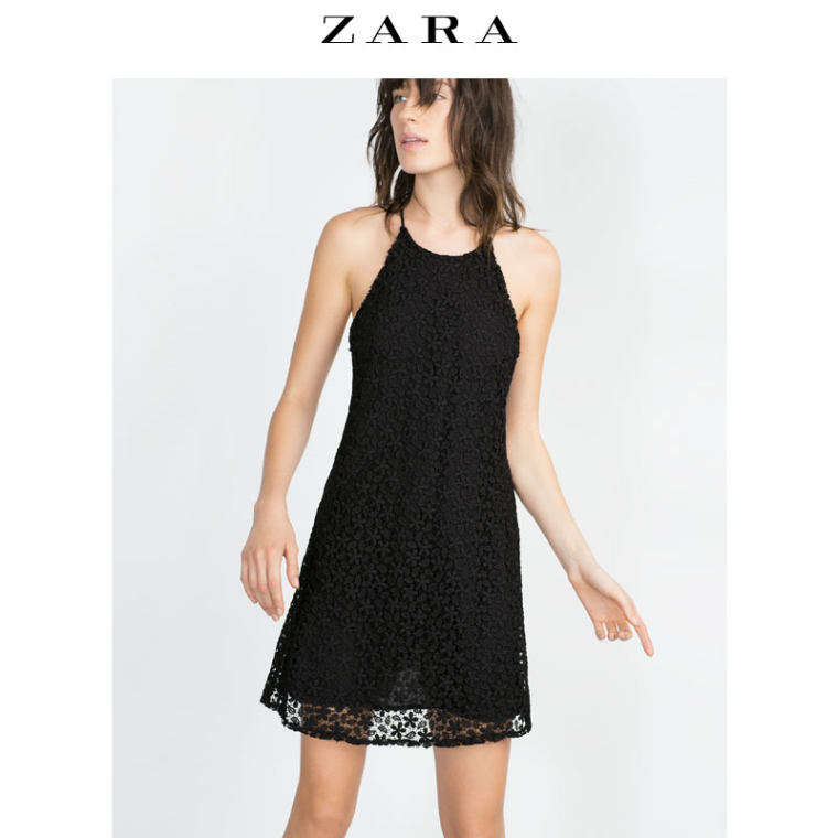 ZARA 女装 蕾丝装饰连身裙 01639163800